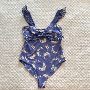 Love Shack Fancy Floral Ruffle One-Piece Swimsuit